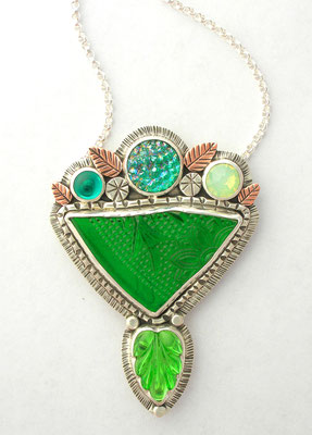Green Vintage glass pendant #1