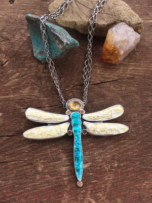 cloisonne enamel dragonfly necklace
