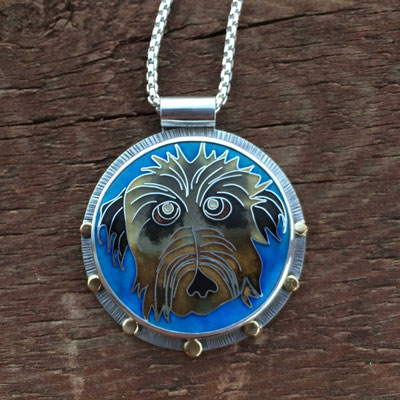 Custom cloisonne enamel dog portrait-Webster