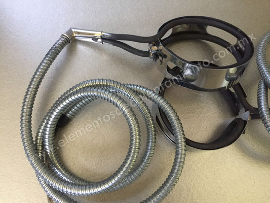 Tubular rolada en forma de banda, cierre cinturón, terminal flexible con tubo plica. 