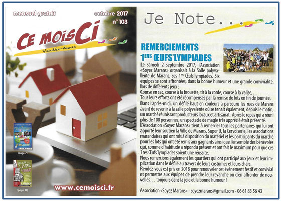 1res Oeufs'lympiades - Samedi 2 septembre 2017 - Remerciements