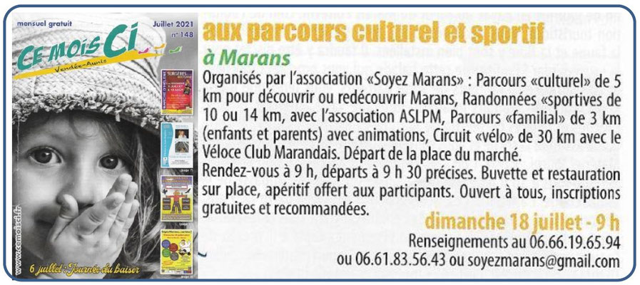 Soyez Marans en fête 2021 - Ce mois ci - Juillet 2021
