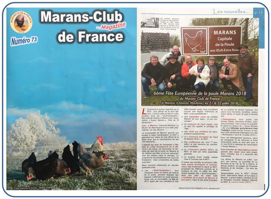 Revue Marans Club de France - Article - n° 73 - Décembre 2017