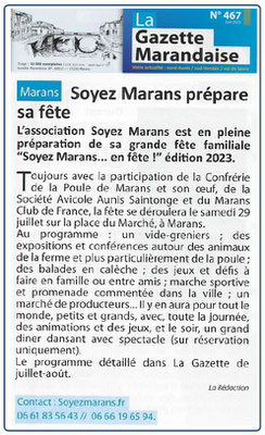 Soyez Marans en fête - La Gazette - Juin 2023 - Fête
