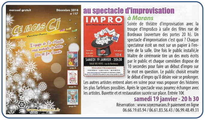 Théâtre d'improvisation - Ce mois ci - Décembre 2018