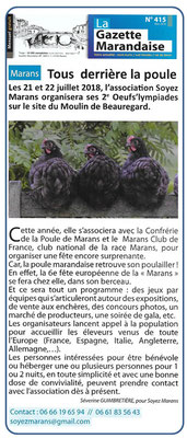 Tous derrière la poule ! La Gazette marandaise - Mars 2018