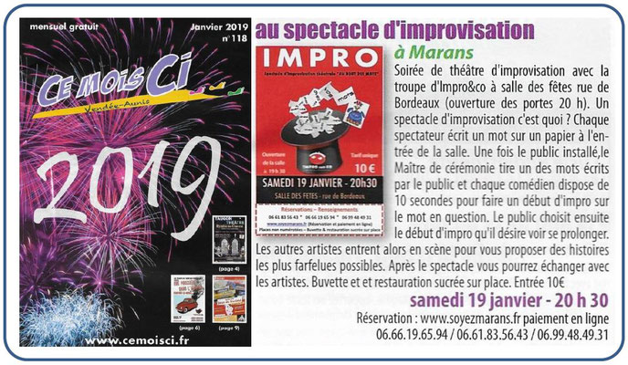 Théâtre d'improvisation - Ce mois ci - Janvier 2019