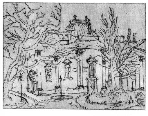 Am Dom, 2014, Strichätzung, 10x15