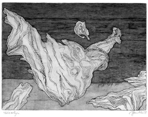 Holzartiges, 1999, Aquatinta, 15x20