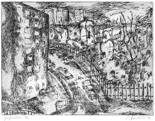 Greifswalder Str., 1999, Strichätzung, 10x12