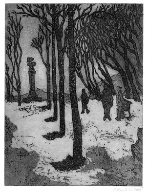 Die Allee, 2009, Aquatinta, 20x15