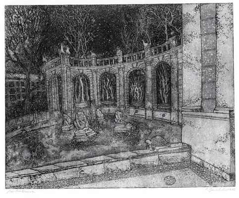 Märchenbrunnen, 2009, Aquatinta, 15x20