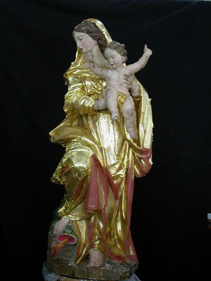La Vierge de Pommiers en cours de restauration