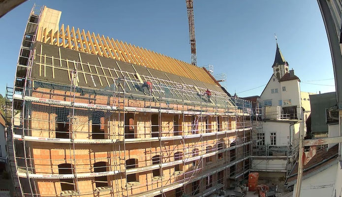 Rathaus Pfullingen, der Rohbau ist nahezu fertiggestellt