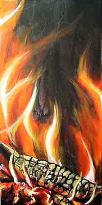 Feuertanz     30x60      Acryl auf Leinwand