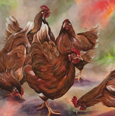 Ladys vom Hof      60x60  Acryl auf Leinwand