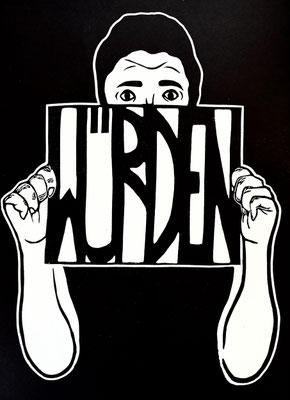 Die Würdenträgerin, 2026, Linolschnitt, 42 x 30 cm