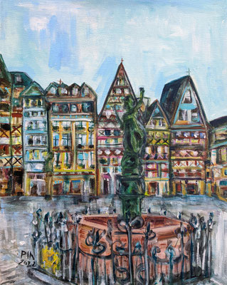 Frankfurt Justice fountain 40x50cm Acrylics on Canvas