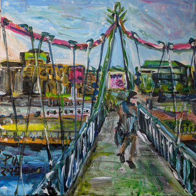 Holbeinsteg / Frankfurt  30x30cm Acryl auf Leinwand