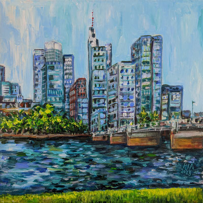 Frankfurt Blick am main 50x50cm Acrylics on Canvas 2023