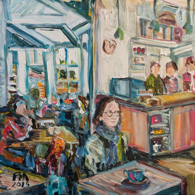 Lesecafe, Frankfurt 40x40cm Acrylic on Canvas