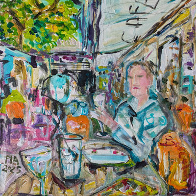 Grauburgunder with Eiswuerfel at cafe Barcelona Frankfurt 30x30cm