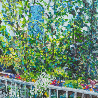 View from a balcony / Westhafen Tower  30x30cm Acryl auf Leinwand 