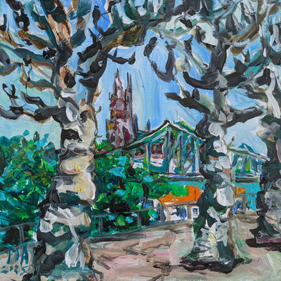 Eiserner Steg / Frankfurt  30x30cm Acryl auf Leinwand