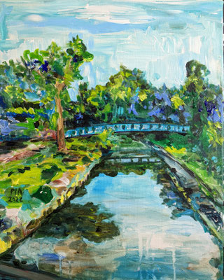 Frankfurt Blue Bridge on the Nidda 40x50cm Acrylics on Canvas 2022
