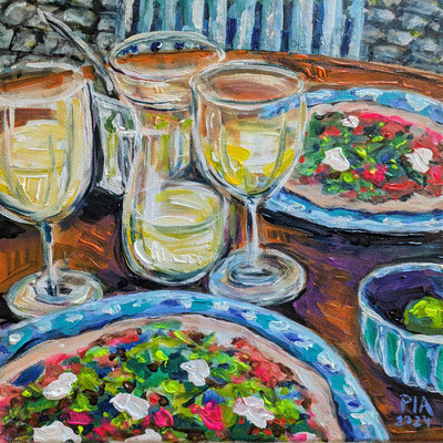 White wine and pizza 30x30cm