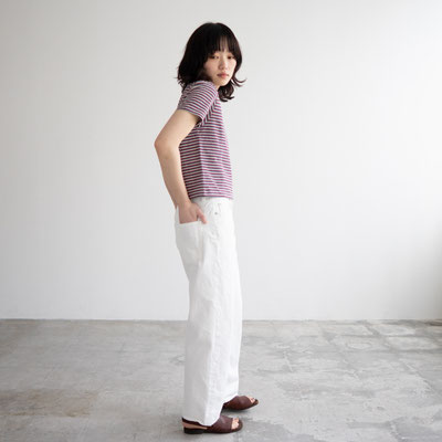 モデル身長:157cm size1 color: smokeblue×bordeaux
