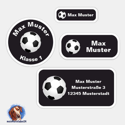 24 er - Set Namensaufkleber | Fußball - schwarz