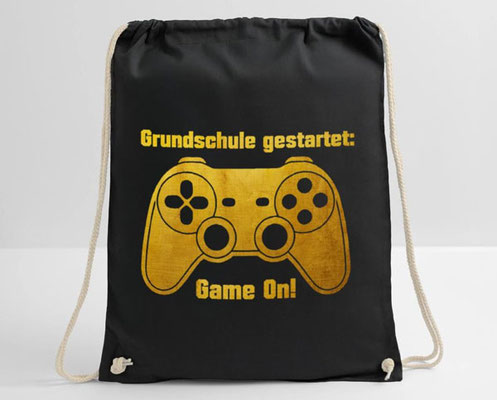Turnbeutel - Game on - Spielkonsole - goldfarben
