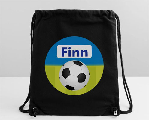nachhaltiger Turnbeutel - Fußball - blau grün