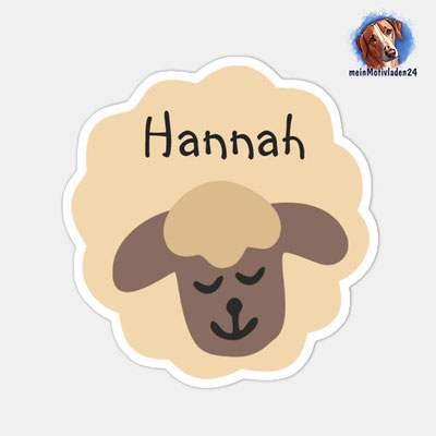 Form-Namensaufkleber - Schäfchen - beige braun