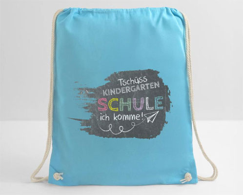 Turnbeutel - Tschüss Kindergarten - Schule ich komme! - Tafeldesign Kreidemotive 