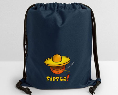 pvc-freier Turnbeutel - Lustiges Emoticon mit Sombrero Hut - siesta!