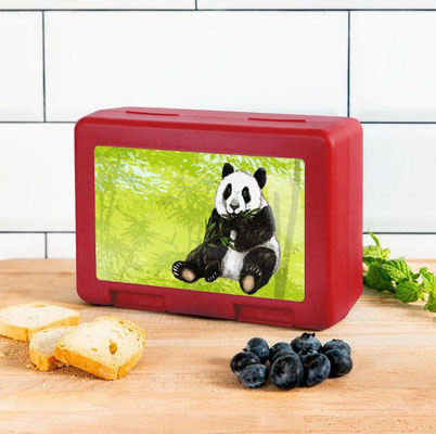 personalisierbare Brotdose - Niedlicher Pandabär mit Bambus im Bambuswald - handgemalt