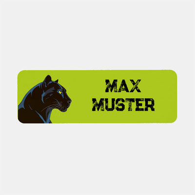 Namensaufkleber eckig - Schwarzer Panther grün