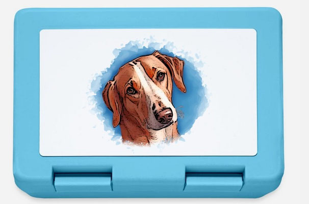 personalisierbare Brotdose - Jagdhund Savebracke - blau