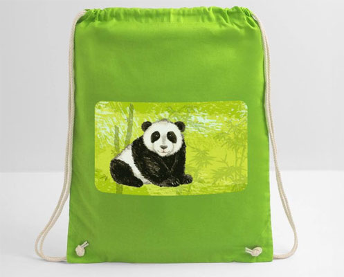 Turnbeutel - Großer Panda Bär - Bambuswald