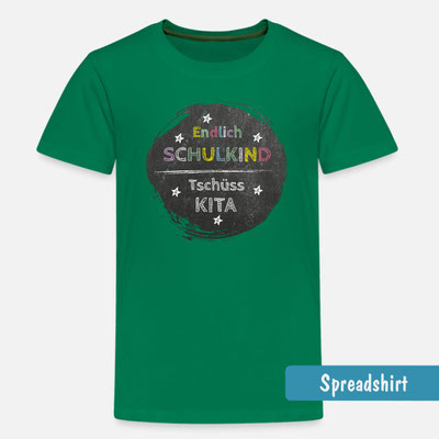 Kinder T-Shirt zur Einschulung mit Tafeloptik-Design mit Kreideschrift Text - Endlich Schulkind - Tschüss Kita