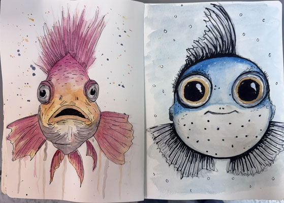Visjes aquarel - Elsje Konings-Zeiss