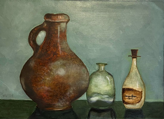 Stilleven met kruik en glas - Jeanet de Vrie