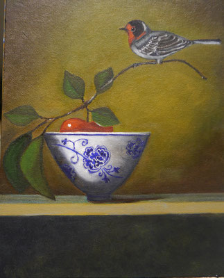 Stilleven met vogel , Janet de Vries