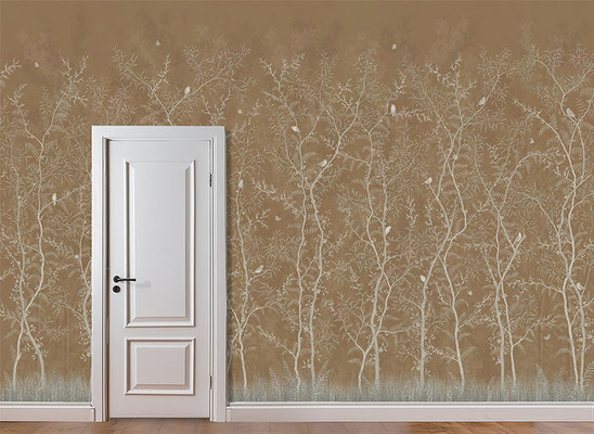 Oriental Dutch; handpainted wallpaper; handgeschilderd behang