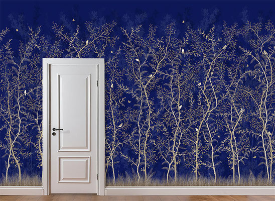 Oriental Dutch; handpainted wallpaper; handgeschilderd behang