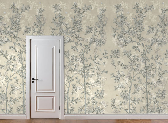 Orangerie; handpainted wallpaper; handgeschilderd behang