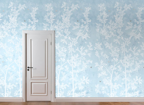 Orangerie; handpainted wallpaper; handgeschilderd behang