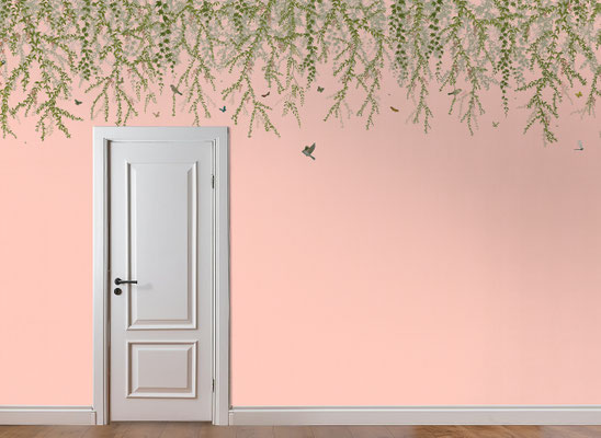 Hanging Garden; handpainted wallpaper; handgeschilderd behang